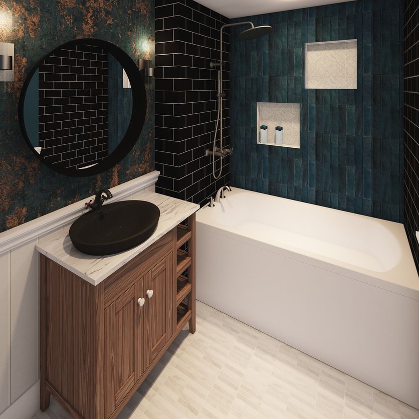 Badezimmer im Stil Mid-Century
