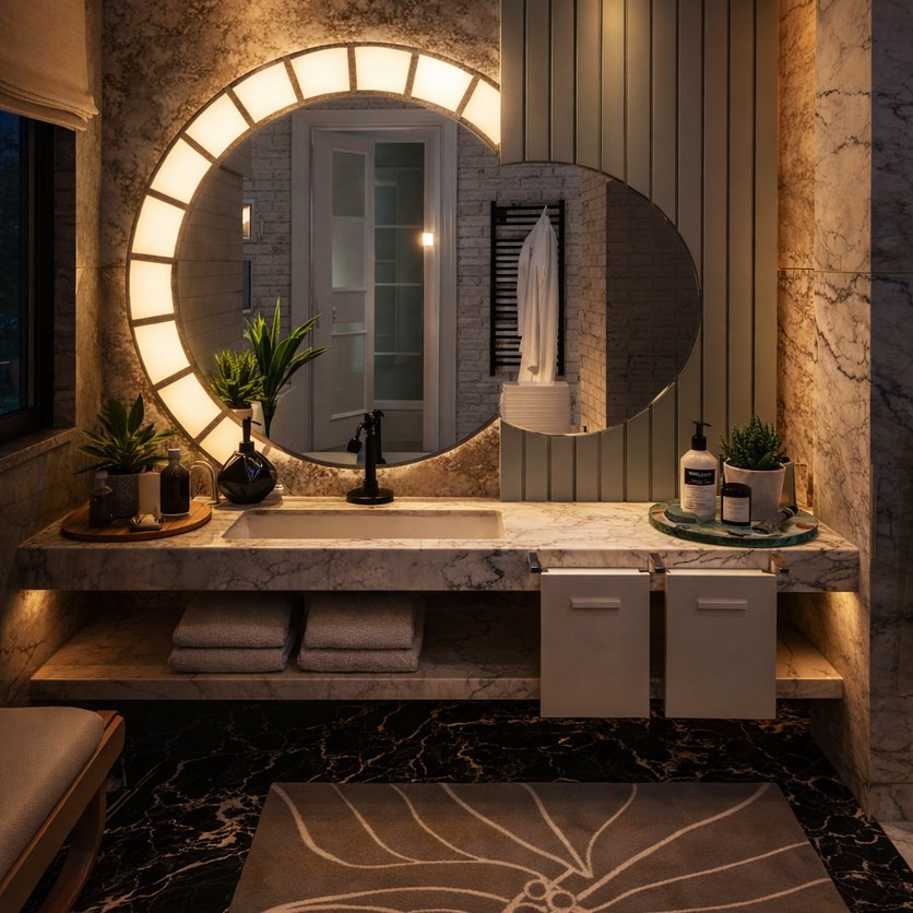 Badezimmer im Stil Mid-Century