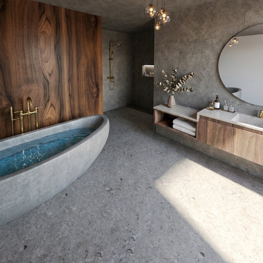 Badezimmer im Stil Mid-Century