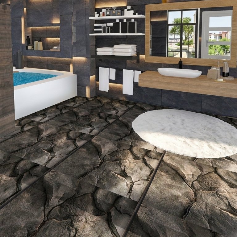 Badezimmer im Stil Mid-Century