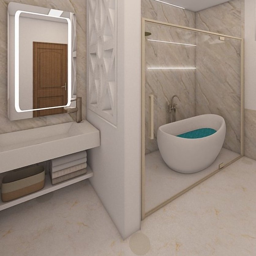 Badezimmer im Stil Mid-Century