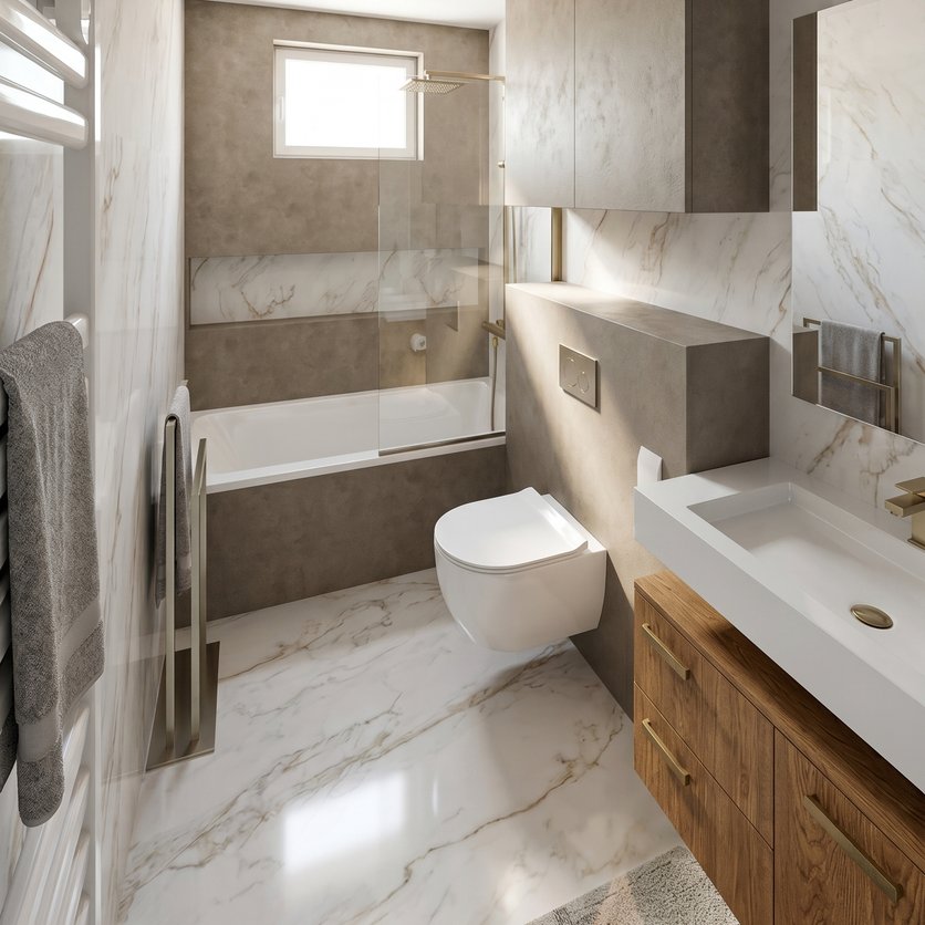 Badezimmer im Stil Mid-Century