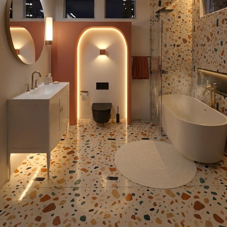 Badezimmer im Stil Mid-Century
