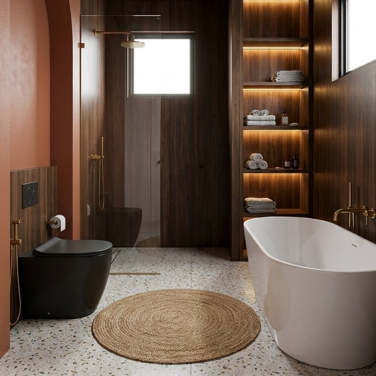 Badezimmer im Stil Mid-Century