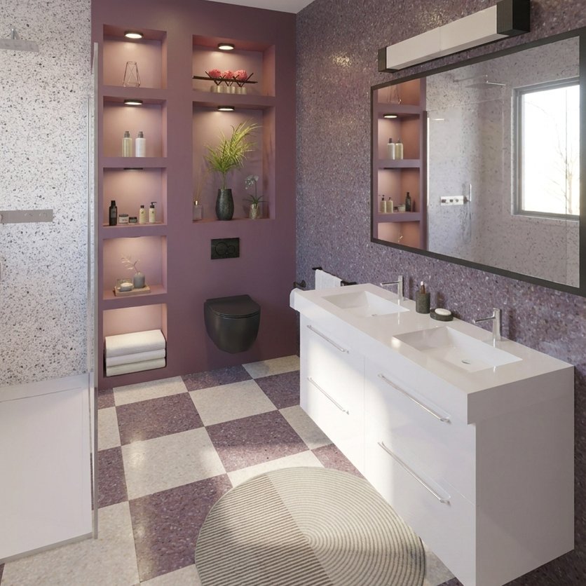Badezimmer im Stil Mid-Century