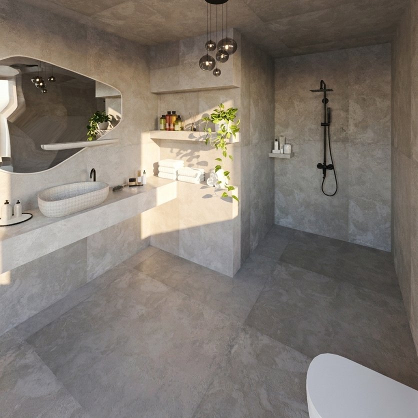 Badezimmer im Stil Mid-Century
