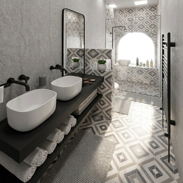 Badezimmer im Stil Mid-Century