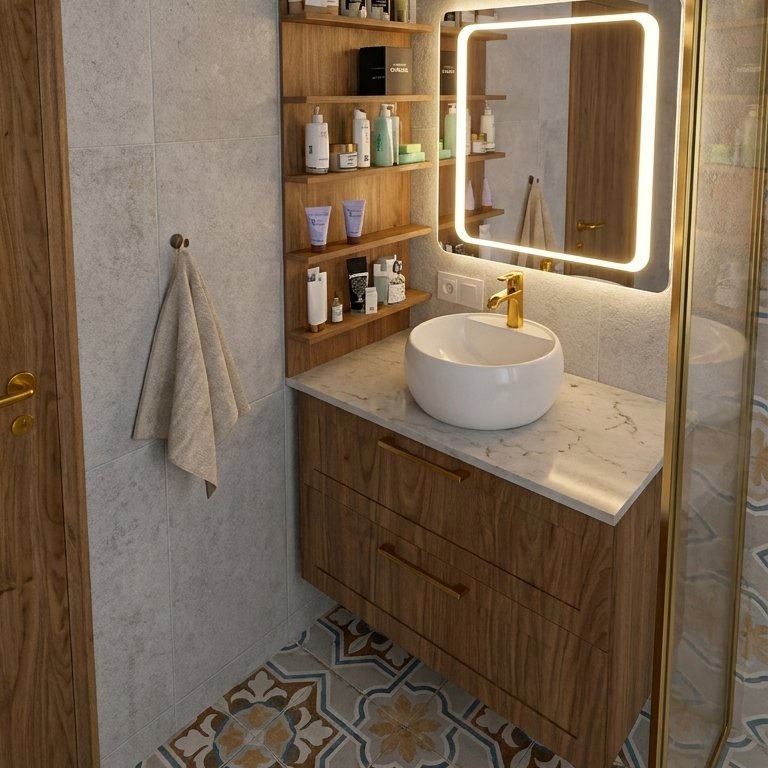Badezimmer im Stil Mid-Century
