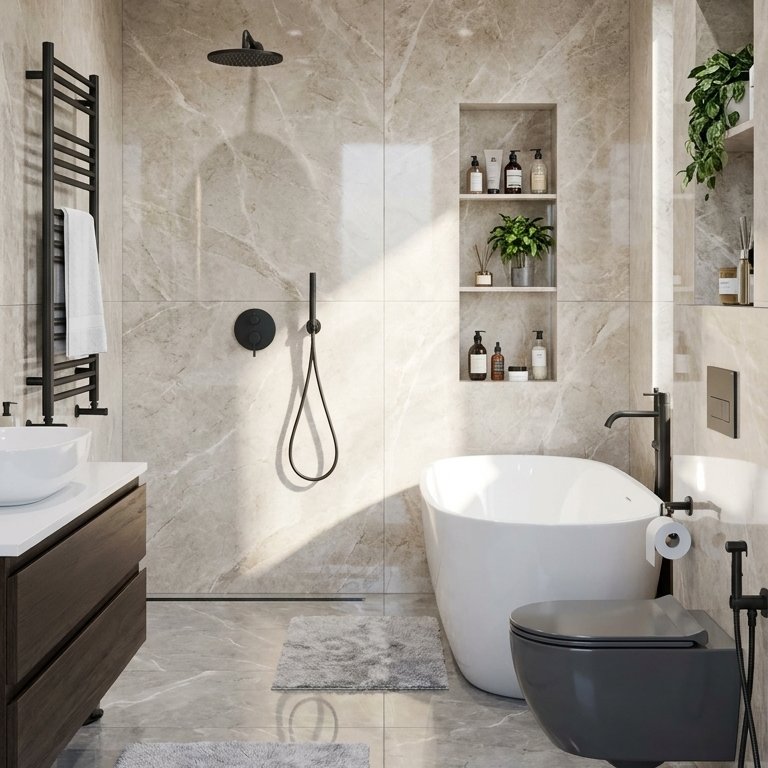 Badezimmer im Stil Mid-Century