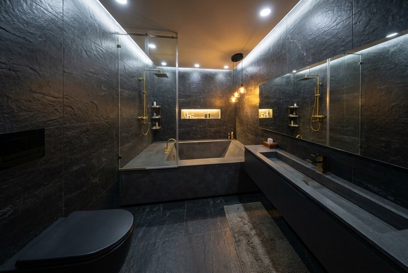 Badezimmer im Stil Mid-Century