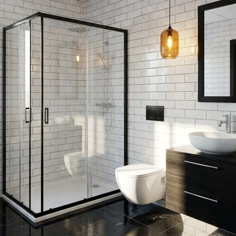 Badezimmer im Stil Mid-Century