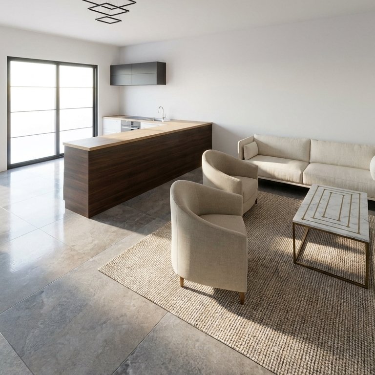 sala de estar em estilo Mid-century