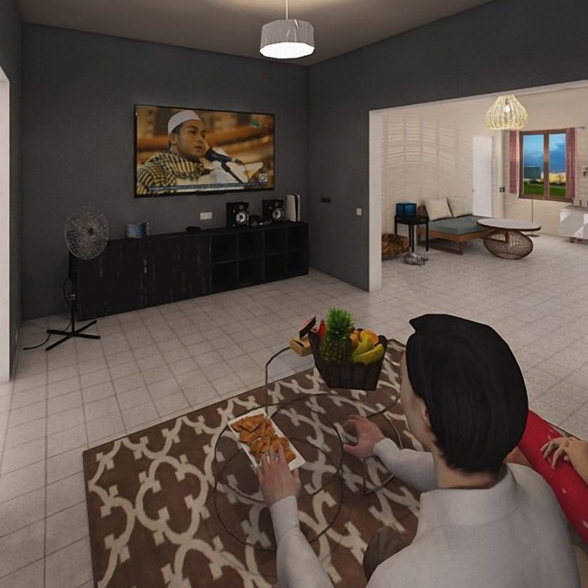 sala de estar em estilo Mid-century