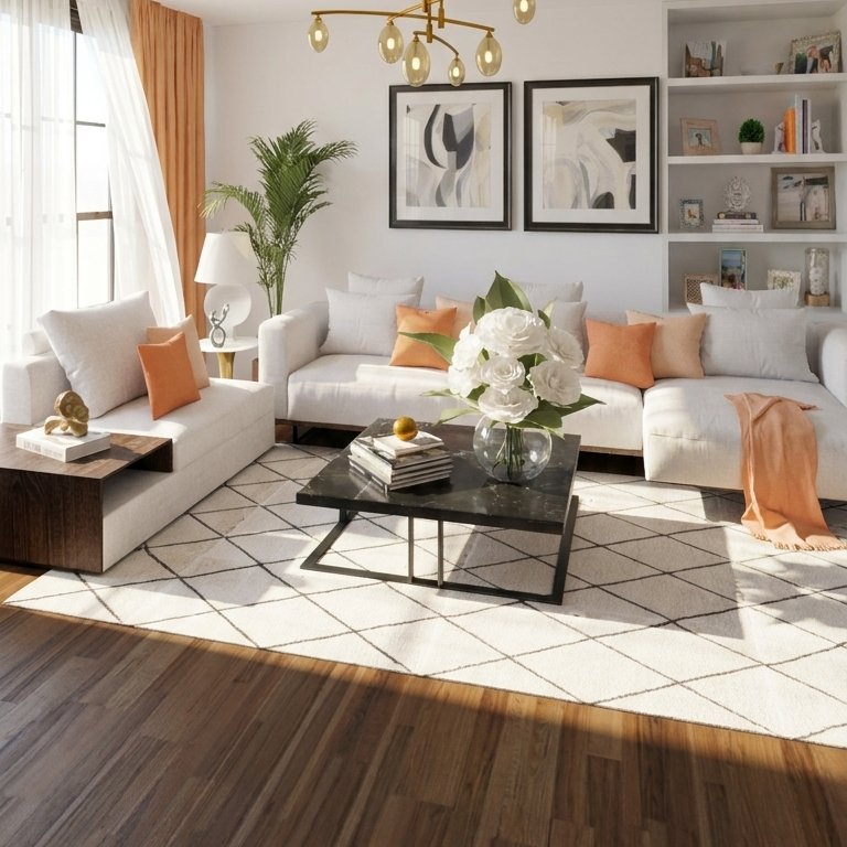 sala de estar em estilo Mid-century