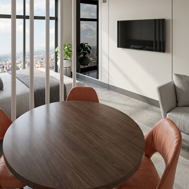 sala de estar em estilo Mid-century