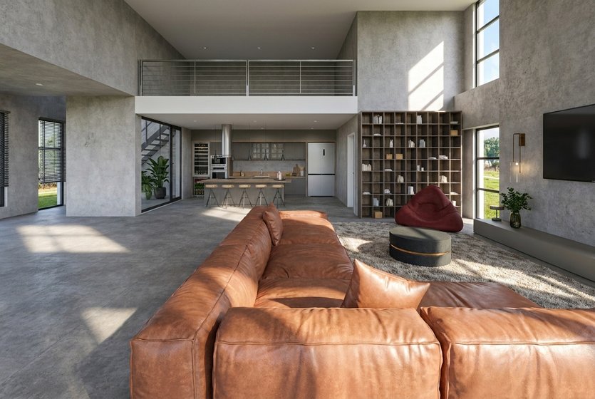 sala de estar em estilo Mid-century