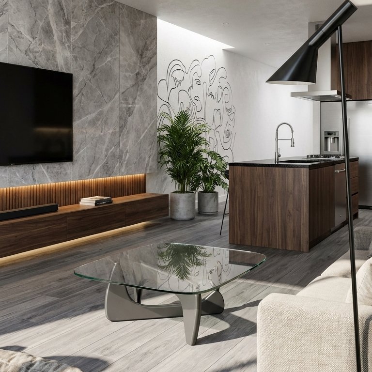 sala de estar em estilo Contemporâneo