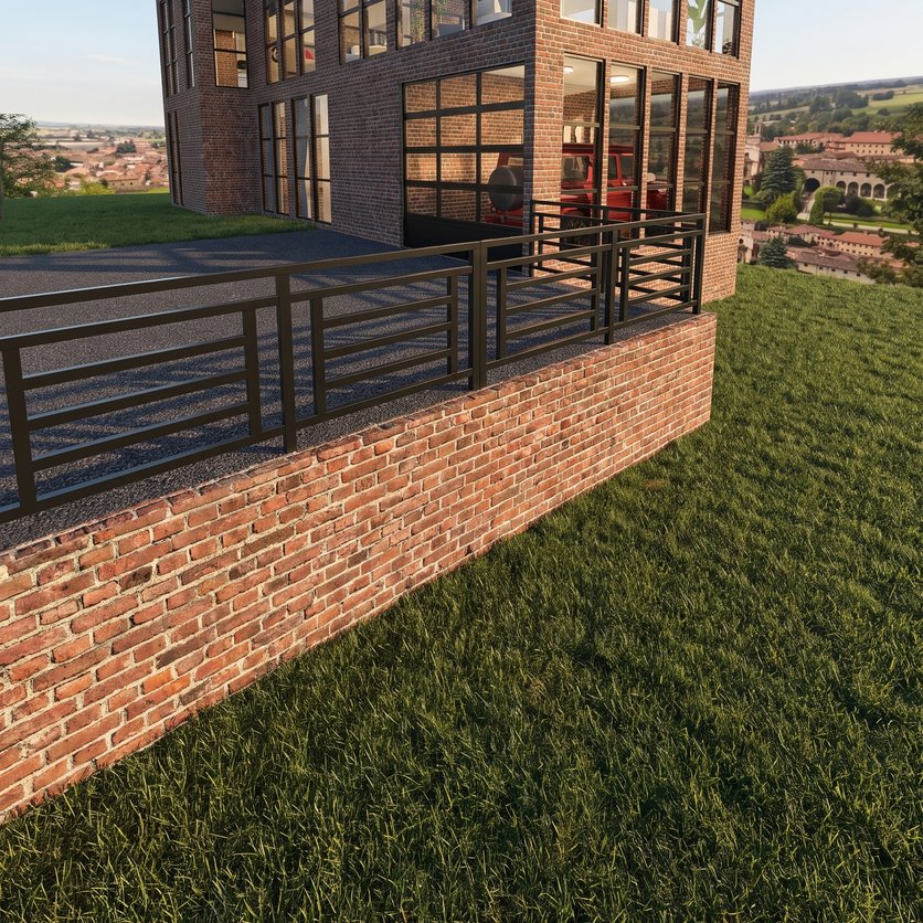 spazio esterno in stile Facade Industrial