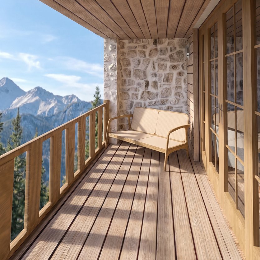 spazio esterno in stile Facade Alpine
