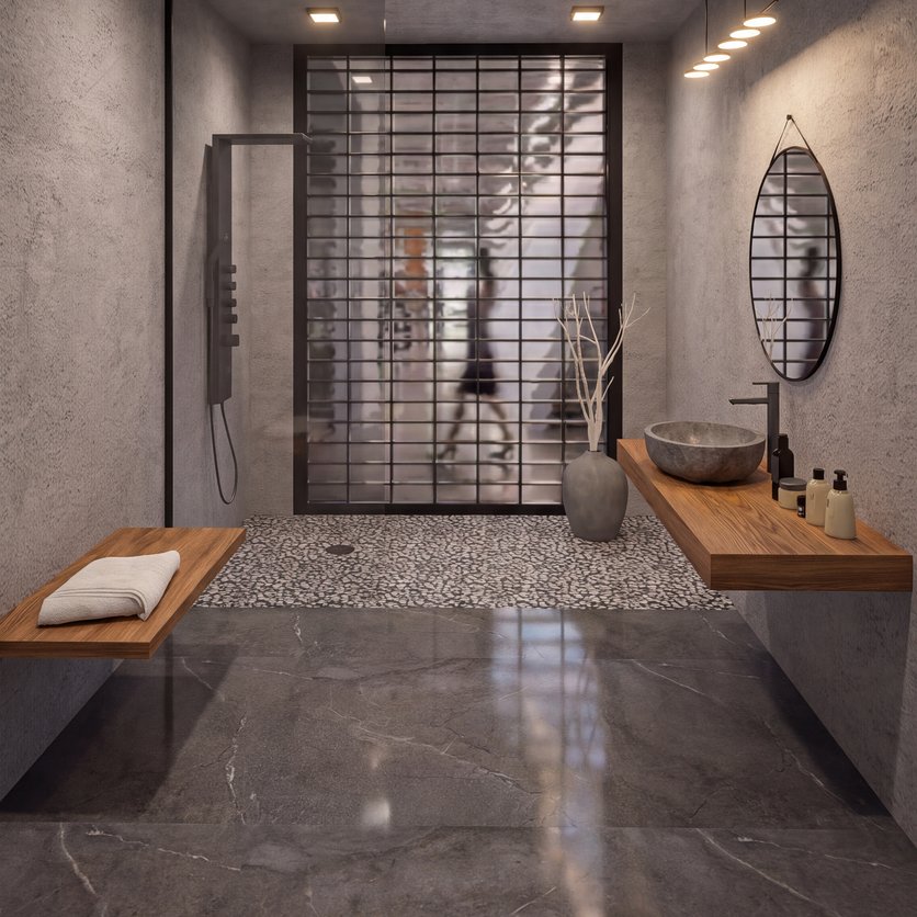 Badezimmer im Stil Mid-Century