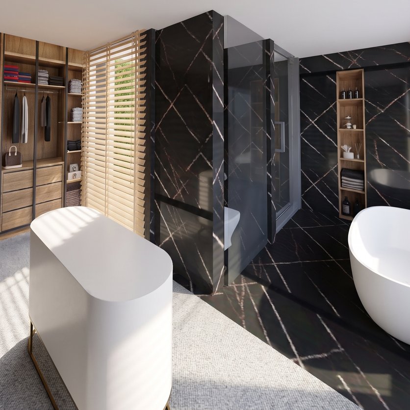 baño estilo Mid-century