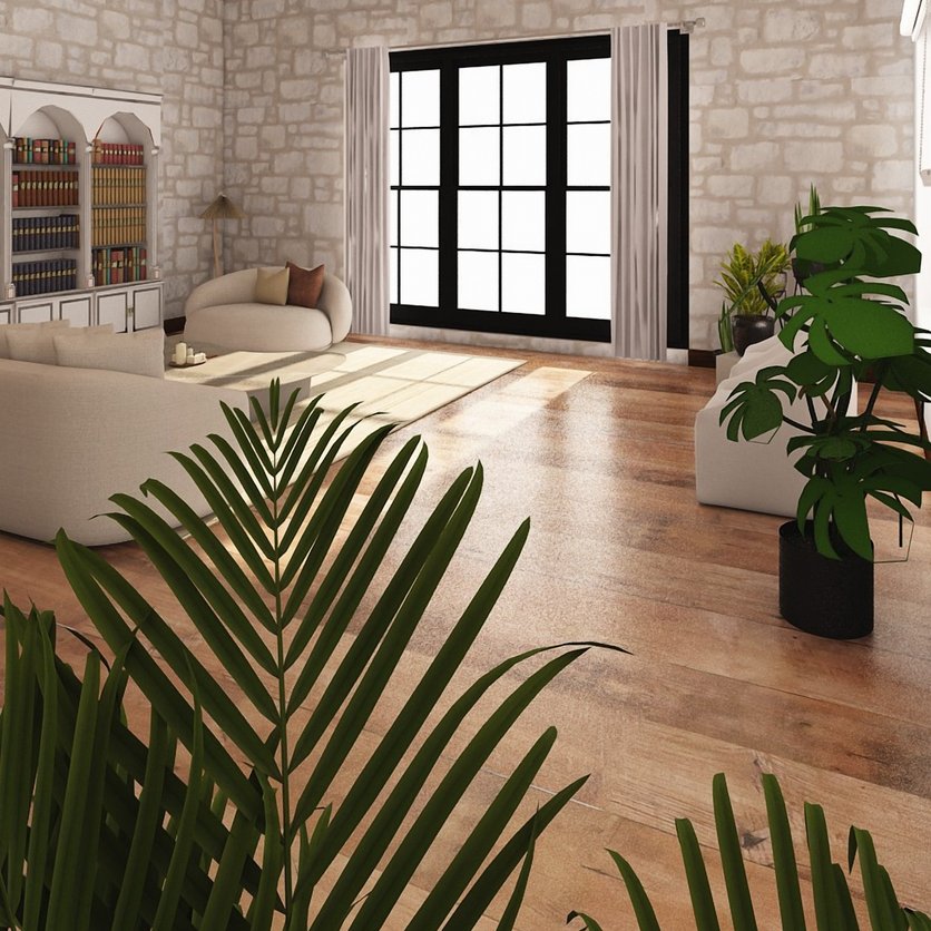 sala de estar estilo Mid-century