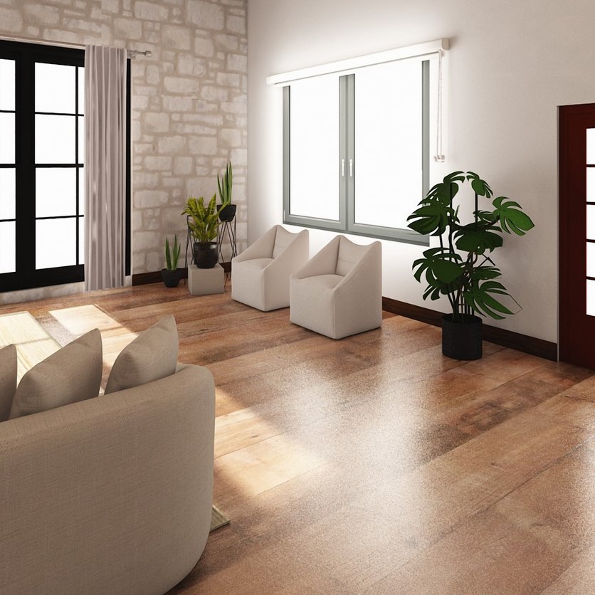 sala de estar em estilo Mid-century