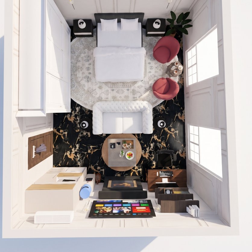 dormitorio estilo Mid-century