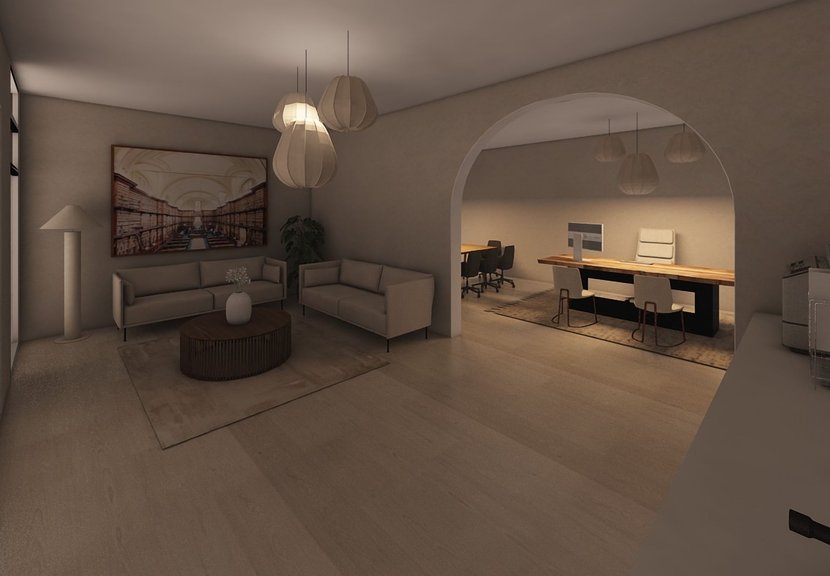 espacio de coworking estilo Mid-century
