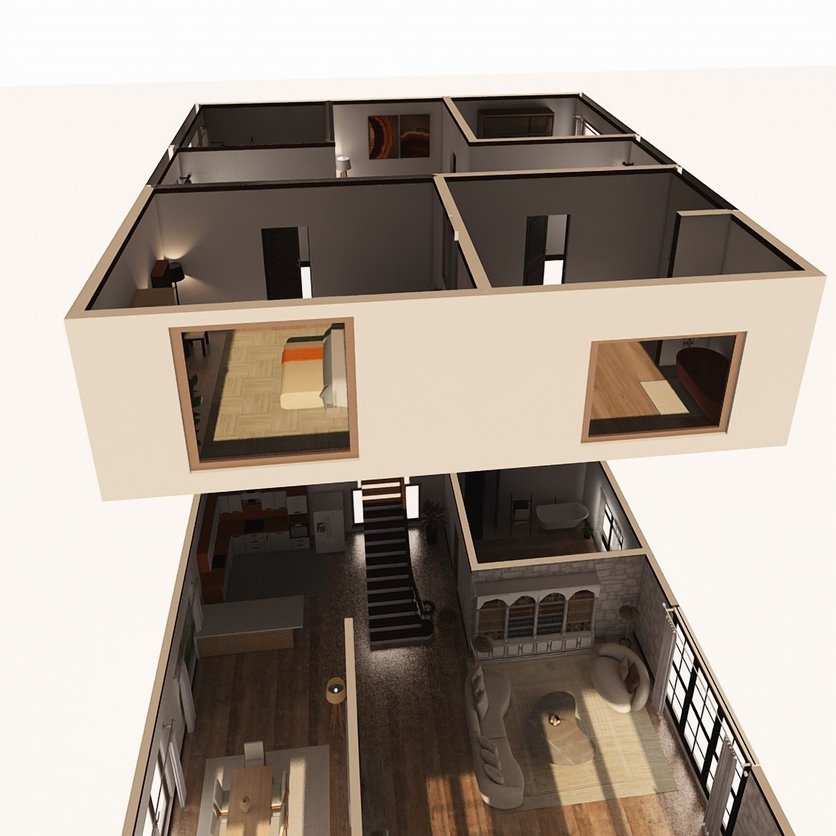 Grundriss im Stil Mid-Century