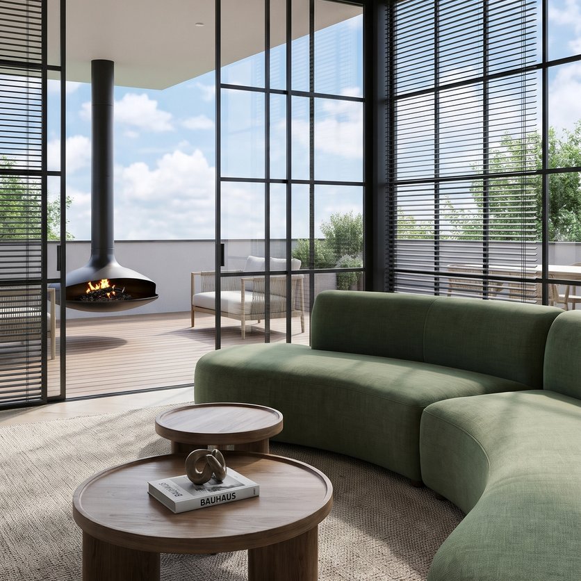 woonkamer in Mid-centurystijl