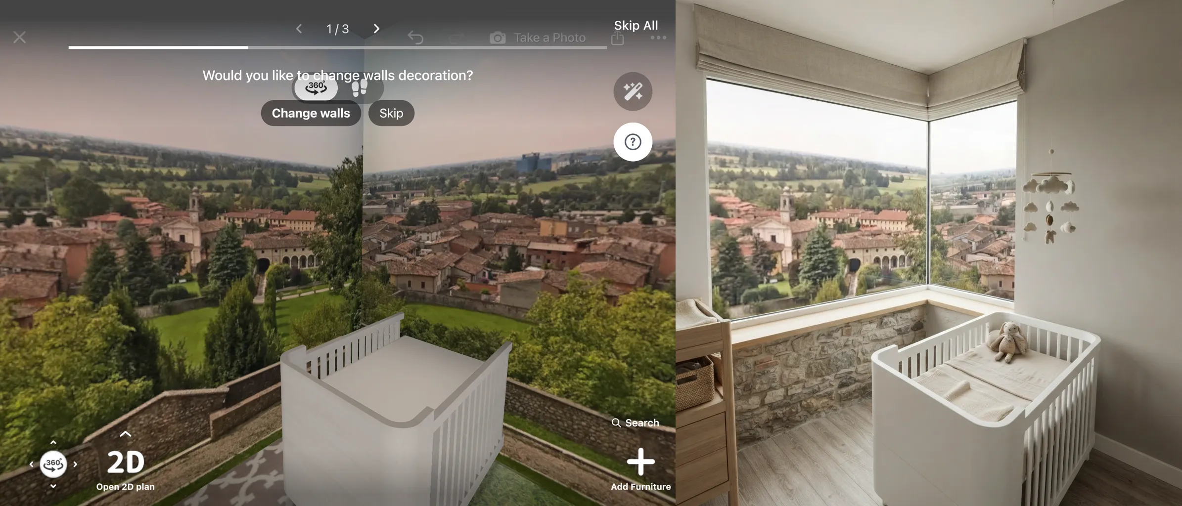 The same kids' room before and after AI Redesign